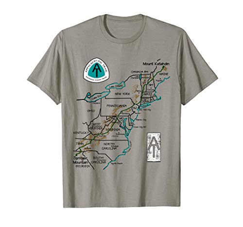 AT Logo Appalachian Trail Hiking Map T-Shirt