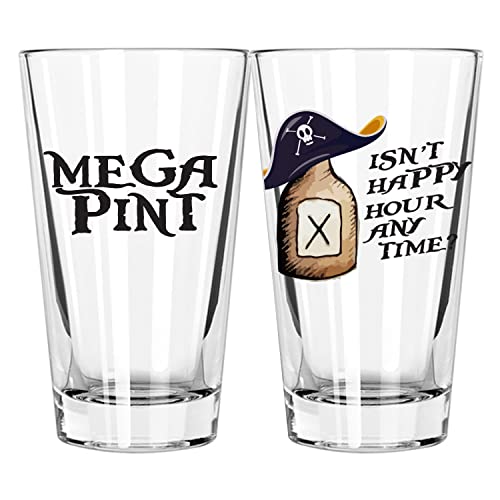 Toasted Tales Is Not Happy Hour Anytime? Pirate Bottle | Beer Mug | Funny Novelty Beer Pint Glass 16 Oz. | Mega Pint Glass | Mega Pint Of Wine Glasses Beer Glass | Justice For Johnny Depp #TOP2