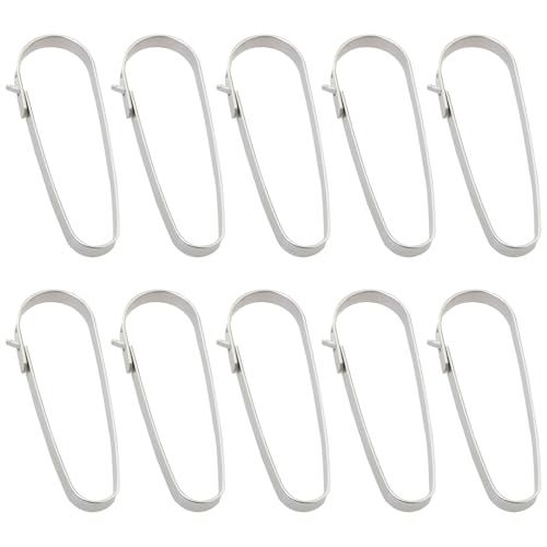 FMHXG 10PCS Stainless Steel Dan Buckle Highly Flexible Judan Buckle Stainless Steel Keychain Lanyard Clip for Real Estate Sign Clip Hanging Sign Attachment Clip Silver