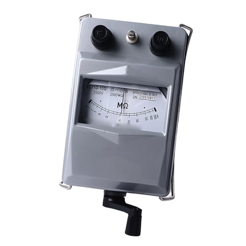 Image of 2500V Insulation Tester, Hand Crank Ground Ohm Meter, Aluminum Case Megohmmeter, 0-2500 Measuring Range, Portable with Stainless Steel Handles