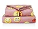 FabuGears Chital Emoji Sheet Set - Kidsâ€™ Sheets - Includes a Flat Sheet, a Fitted Sheet & a Pillow Case - Super Soft Microfiber Sheet Set - Wrinkle-Free Linen Cot Bed Sheets, (Pink,Cot Size)
