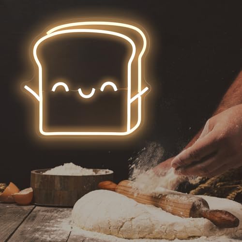 Image of Toast Bread Neon Signs, Bread Shop Decor, For Bakery Shop Business Kitchen Light up Sign Baking Food Neon Lights, Dessert Shop Cafe Restaurant, Bar Restaurant Music Concert Man Cave Game
