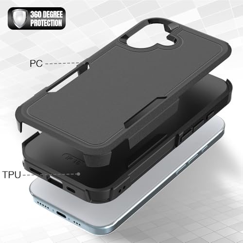 BREPRIO Heavy‑Duty Rugged Anti‑Drop Shockproof Protective Phone Case for iPhone 16, Durable Protective Shell, Black - image 3