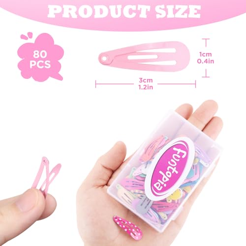 image for Toddler Hair Clips, Funtopia 80 Pcs (1.2 Inch, 3cm) Cute Mini Snap Hai