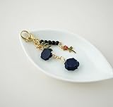Joiigaem Rose Keychain Charm with Tassel Chain with Colorful Flowers and Beads (Navy)