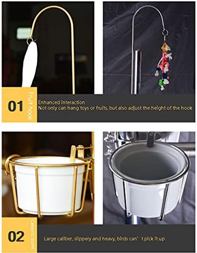 Bird Cage Luxury Stainless Steel Parrot Seven-Shaped Shelf Liftable Large and Medium-Sized Parrot Stand with Brake Parrot Bird Shelf Bird Supplies Bird Cage Birdcages Decor (Silve,Silver