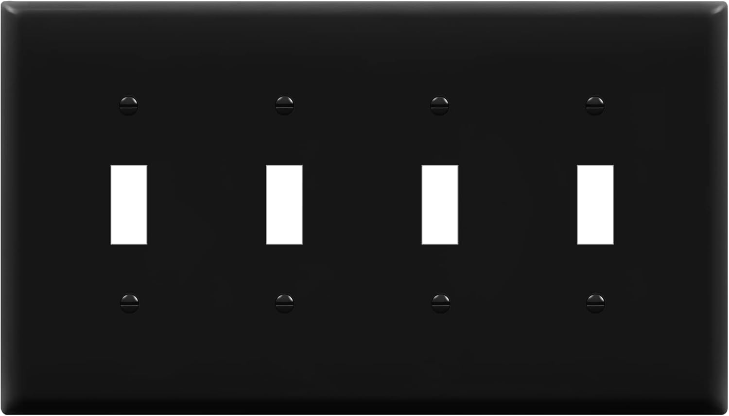 ENERLITES Quad Light Switch Wall Plate, Toggle Switch Plate, Gloss Finish, 4-Gang Mid-Size 4.88" x 8.58", Unbreakable Polycarbonate Thermoplastic, 8814M-BK, Black