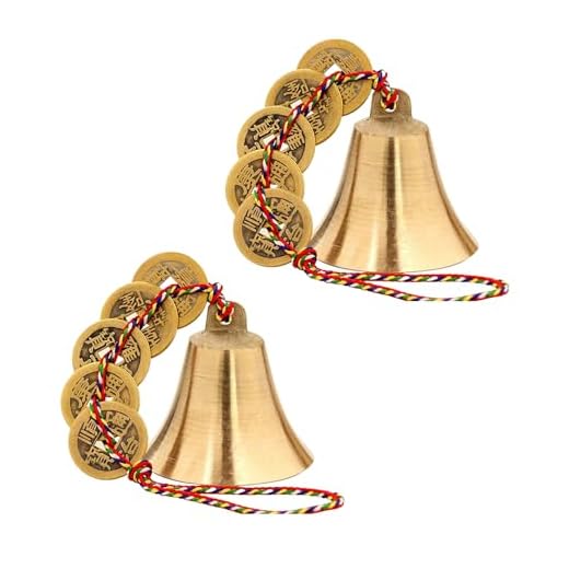 SHIDXIB 2Pcs Chinese Feng Shui Bell for Wealth and Safe Peace and Success Feng Shui Element Door Chime or Decor
