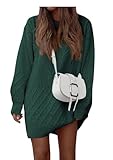 PRETTYGARDEN Women's Winter Long Sleeve Short Sweater Dress Chunky Ribbed Knit Tunic Pullover Oversized Fall Sweaters (Dark Green,X-Large)