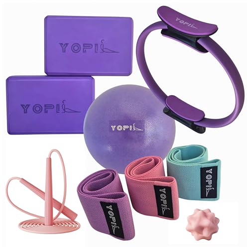 Yoga & Pilates Kit for Women – 9-in-1 Home & Studio Fitness Set with Yoga Blocks, Pilates Ring, Resistance Bands, Yoga Ball & More – Pink & Purple Workout Essentials for Yoga, Pilates & Stretching
