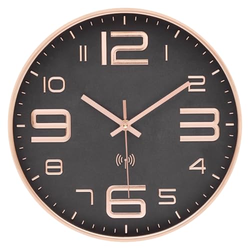 VIVILINEN Horloge Murale Radio Pilotée Silencieuse 30cm sans tic-tac Pendule Murale à Grands Chiffres pour Chambre Cuisine Salon Changement d'heure...
