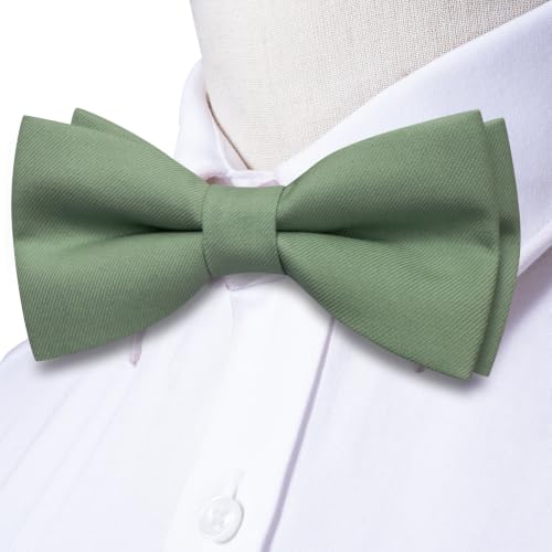 Image of Hi-Tie Bow Ties for Men Pre-Tied Pocket Square with Cufflinks Mens Bowtie Sets for Wedding Formal Party