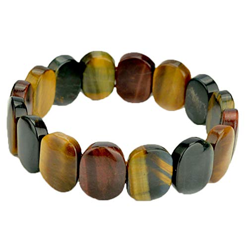 Bracelet en oeil de tigre naturel et perles de bois précieux