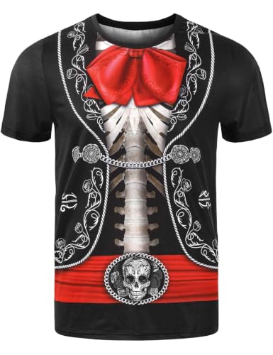Funny World Day of The Dead Shirts for Men, Skeleton, Medium
