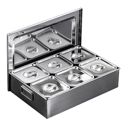 Juego de estantes de especias comerciales, para estación de cobertura de cocina, dispensador de contenedores de frutas y condimentos, 6/8/9/12 rejillas de acero inoxidable, caja organizadora de