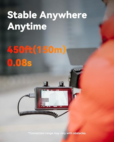 Hollyland Mars M1 Enhanced Wireless Transmitter & Receiver & Monitor, 3-in-1, SDI/HDMI Wireless Video Transmission System with 450ft (150m) Los Range and 0.08s Ultra-Low Latency, Solo Kit - Thumbnail 4