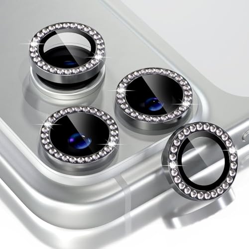 Image of Choiche Compatible for iPhone 17 Pro /iPhone 17 Pro Max Camera Lens Protector Bling, 9H Tempered Glass Camera Cover Screen Protector Metal Ring Decoration Accessories (Diamond-Black)