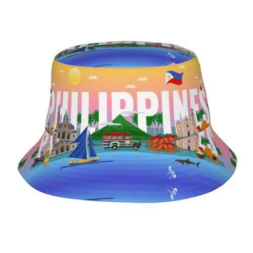 Sombrero Bucket con Bandera de Filipinas para Pesca y Senderismo