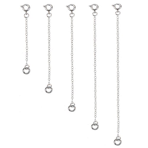 Mudder 5 Pieces Necklace Extenders Bracelet Extender Chain Set for Necklace Bracelet DIY Jewelry Making (Silver)