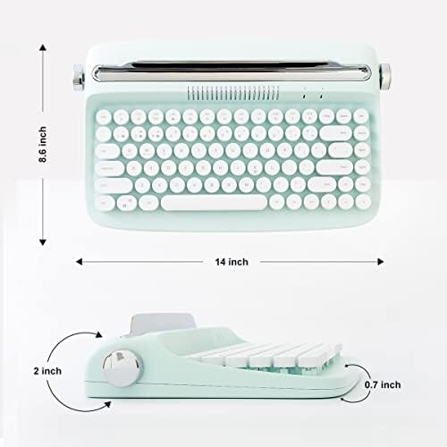 YUNZII ACTTO B303 Wireless Keyboard, Retro Bluetooth Typewriter Keyboard with Integrated Stand for Multi-Device (English, Sweet Mint)
