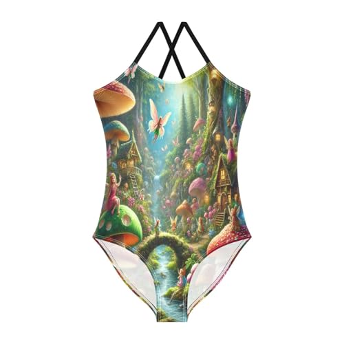 Fairy Mushroom Fantasy Bathing Suits for Girls Swimsuit One Piece Swimsuits Summer Beach Swimwear