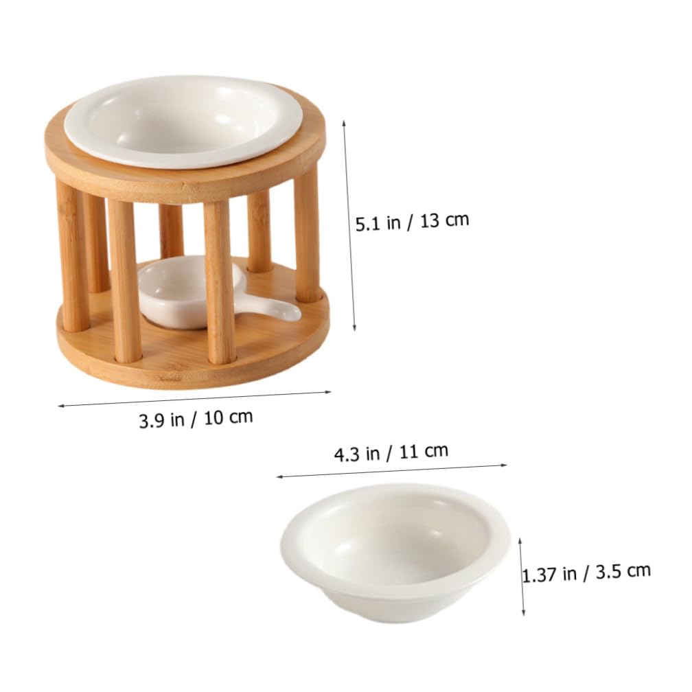 Teelicht Duftlampe aus Bambus und Keramik mit Griff, Khaki