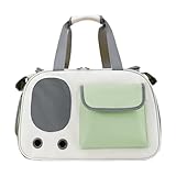 猫犬用キャリーバッグ 手提げ/ショルダー 大容量7.5kg対応 通気性 PVCメッシュ 透明窓付き 折りたたみ式 旅行・通院・防災用 小型犬・猫用 快適設計 軽量オックスフォード布 ベージュ・グリーン