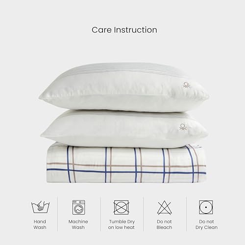 Image of United Colors of Benetton King Size Bedsheet Set | 100% Cotton 210 TC Double Bed Sheet with 2 Pillow Covers | Soft, Skin-Friendly & Fade-Resistant, Boutique Collection
