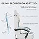 PZDO Bürostuhl ergonomisch, Schreibtischstuhl mit Fußstütze und Technischer Stoff, Ergonomischer Bürostuhl mit Lendenwirbelstütze, Gaming Stuhl Sessel, Office Chair, 150kg, Erwachsene, Grau