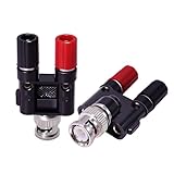CNARIO 2Pcs BNC Male to 2X 4mm Dual Banana Female Jack Socket Binding Post Coax Coaxial Splitter Connector BNC Banana Adapter for HF Radio Antennas Oscilloscope DVM