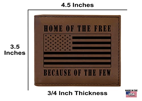 Rogue River Tactical USA American Flag Home of The Free Because of The Few Men's Leather Bifold Wallet RFID Gift For Him Dad Father United States Billfold Military Veteran3