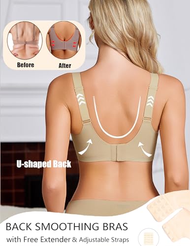 Image of Avidlove Womens Seamless Bras V Mesh Comfort Bralette Everyday T-Shirt Bra | wireless comfort with jelly lift; soft breathable; seamless back smooth; widded straps and side wings; full coverage