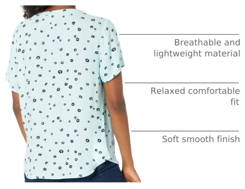 Amazon Essentials Women's Short-Sleeve Woven Blouse Shirt, -Aqua Poppy, XX-Large - image 4
