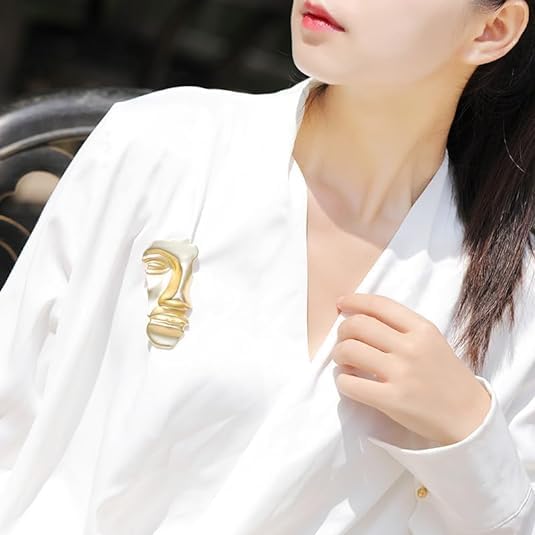 Image of 2Pcs Vintage Mask Brooch Minimalist Metal Figure Face Pin for Women Men