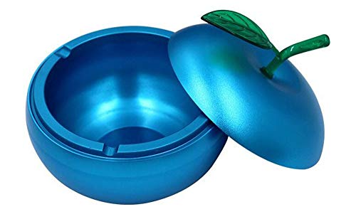 Preisvergleich Produktbild OPRG Auto Aschenbecher Aluminiumlegierung Apple Aschenbecher Mit Deckel Smoke Cup,Blue