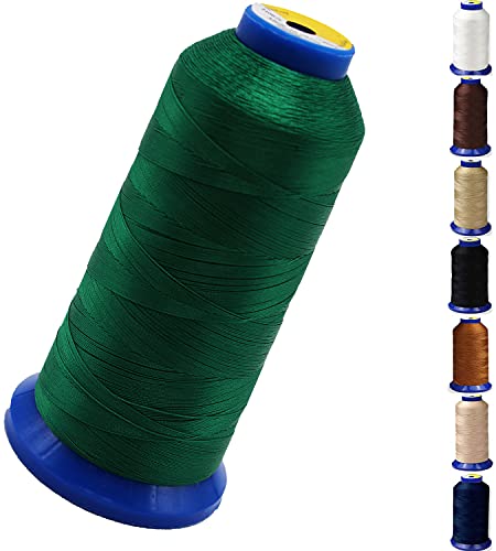 Bonded Nylon Thread for Sewing-Heavy Duty Nylon Thread for Leather, Jeans, Upholstery and Weaving; #69 T70 Size 210D/3 1400 Yards（Grass Green）