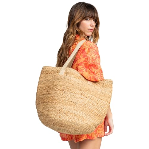 Image of Roxy Women's Beach Tote Bag | Travel | Vacation | Straw | Lightweight | Breathable, Ritual Kiss - Natural