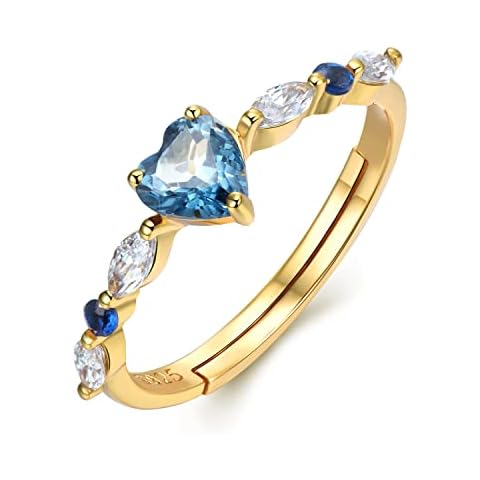 Magic Charms 925 Sterling Silver Gold Adjustable Rings for Women Natural Stone Cubic Zirconia Stackable Rings for Mother Women Birthday Gift, Stone Cover