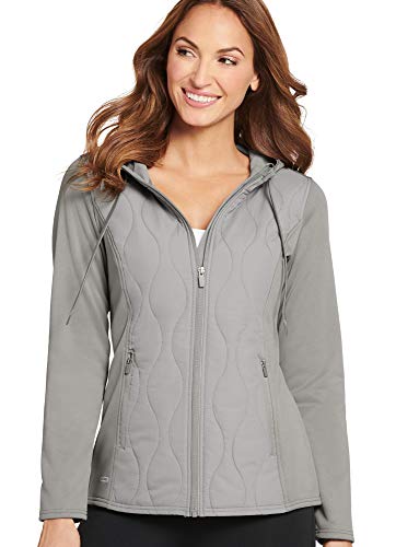 Jockey Women's Tops Hooded Hybrid Jacket, Grey, L