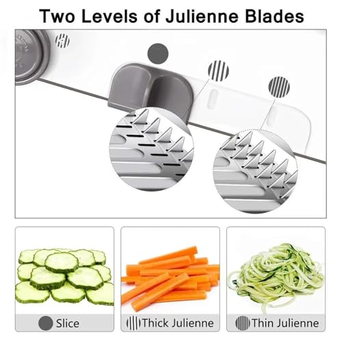 Mandolina Ajustable 18-en-1 Acero Inoxidable para Vegetales miniatura 7
