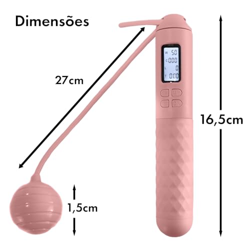 Corda De Pular Para Exercicios Funcionais Cros Com Contador (Rosa)