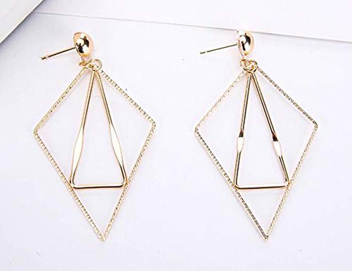 Chargances Geometric Triangle Earring Metal Simple Drop Dangle Earrings Gold Bohemian Dangling Costume Earring For Women Girls Prom Birthday Party Gift Fashion Jewelry (Gold) #TOP4