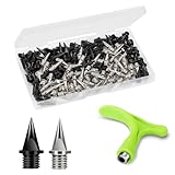 Nuolifee 1/2 Inch Track Spikes, 120 Pcs 12.7mm Alloy Steel Shoe Spikes Replacements and Spike Wrench for Sports Running Track Shoes