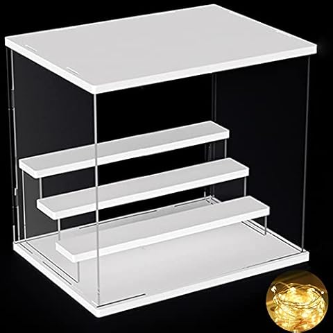 Acrylic Display Case with 3 Step Removable Stand, Clear Funko POP Display Case with Door, Countertop Acrylic Boxes for Display Action Figure Amiibo Bobble Head Toy Collectible, Dustproof Showcase Cover
