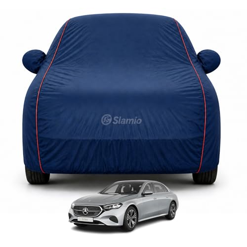Image of Premium 100% Waterproof Car Cover for Mercedes E Class Model | All-Weather, UV & Dust Protection | Heavy-Duty 3-Layer Fabric | Custom Fit with Mirror & Antenna Pockets | Navy Blue