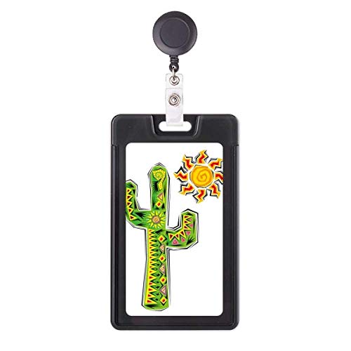 Porte-badge rétractable peinture cactus mexicain cadeau original pour personnel soignant