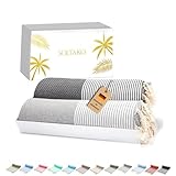 SOLTAKO Fouta Santorini Premium, 2er Set, Anthrazit/Grau, 100/200cm