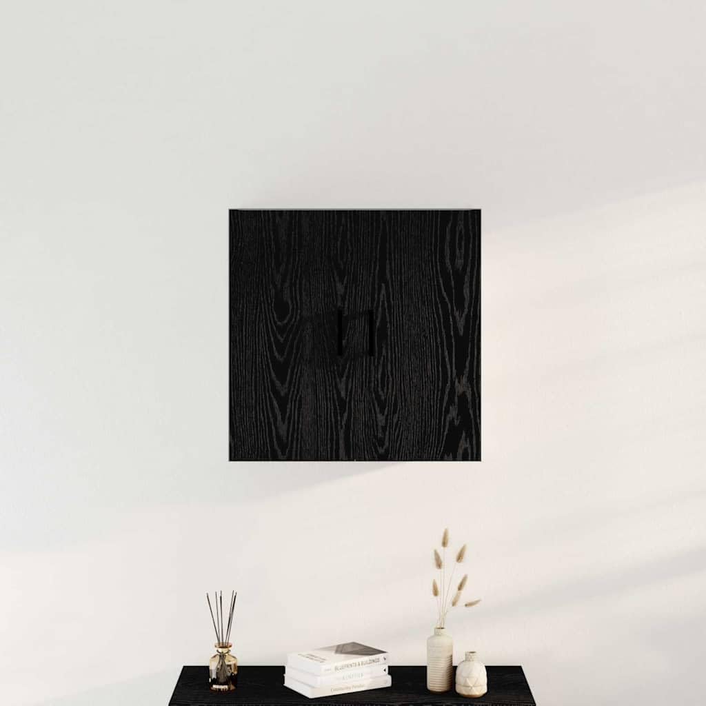 vidaXL Mobile a Muro Rovere Nero 60 x 31 x 60 cm Legno Multistrato, Soggiorno, Mobile Rettangolare, Moderno, Spazio per Riporre, Stile Chic, Salvaspazio, Design Elegante