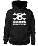 shirtloge - Kaiserslautern - EIN Leben Lang - Fan-Kapuzenpullover - Schwarz - Größe XL