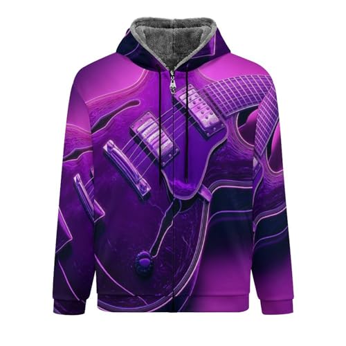 Sweat-shirt violet homme avec guitare pour les soirées fraîches en extérieur